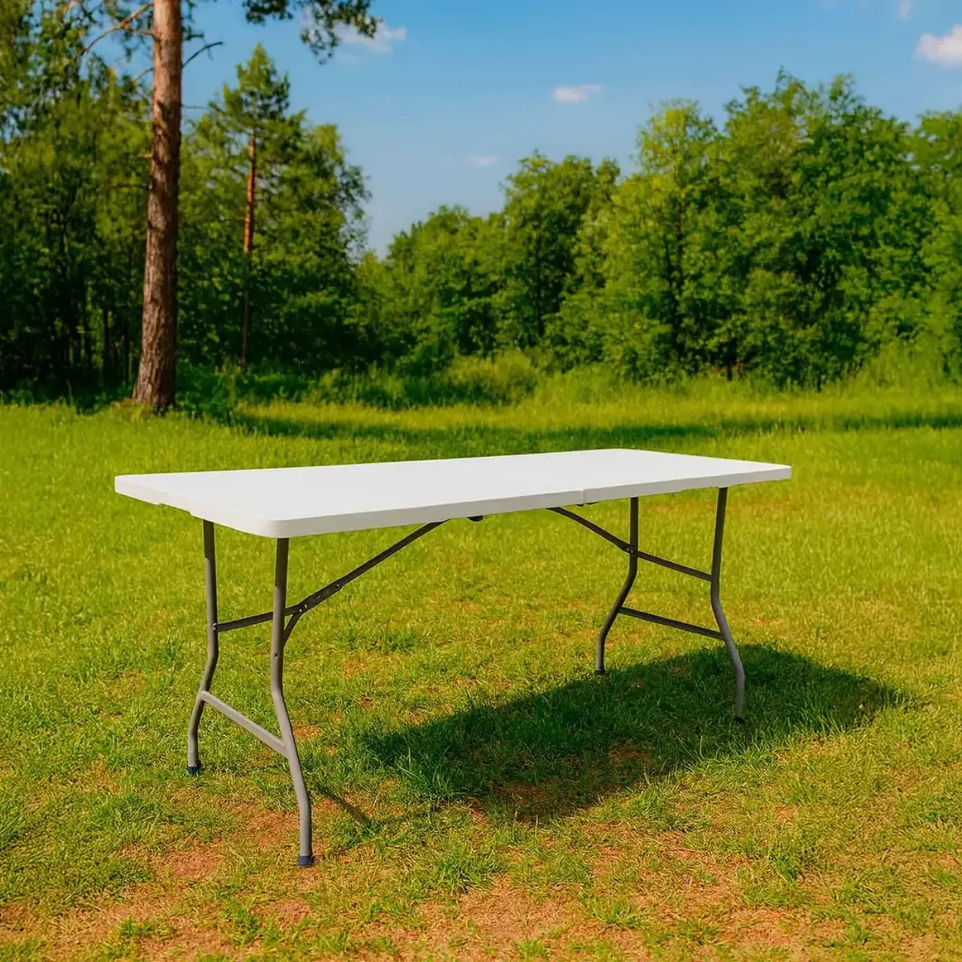 Mesa Plegable Rectangular Blanca 180x70x74 cm